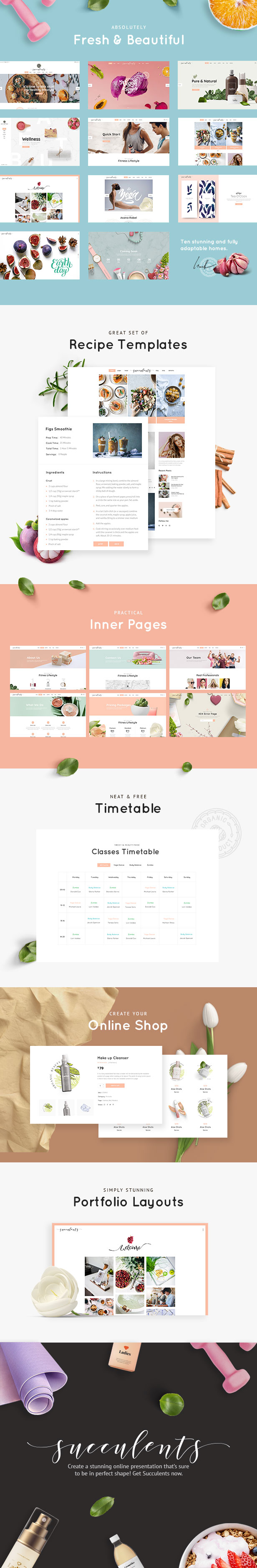 WordPress theme Succulents - A Healthy Lifestyle and Wellness Theme (Health & Beauty)